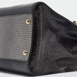 Pre Owned Dolce & Gabbana Tricolor Lizard Embossed Leather and Snakeskin Tote