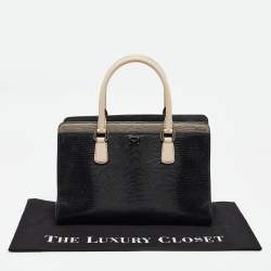 Pre Owned Dolce & Gabbana Tricolor Lizard Embossed Leather and Snakeskin Tote