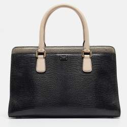 Pre Owned Dolce & Gabbana Tricolor Lizard Embossed Leather and Snakeskin Tote