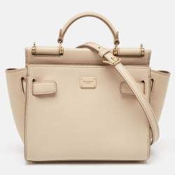 Dolce & Gabbana Beige Leather Mini Sicily 62 Tote 