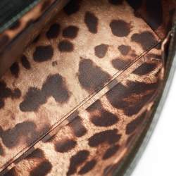 Pre Owned Dolce & Gabbana Green Lizard Embossed Leather Small Miss Sicily Top Handle Bag