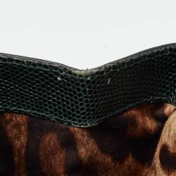 Pre Owned Dolce & Gabbana Green Lizard Embossed Leather Small Miss Sicily Top Handle Bag