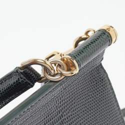 Pre Owned Dolce & Gabbana Green Lizard Embossed Leather Small Miss Sicily Top Handle Bag