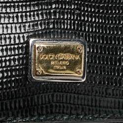 Pre Owned Dolce & Gabbana Green Lizard Embossed Leather Small Miss Sicily Top Handle Bag