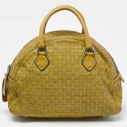 Pre Owned Dolce & Gabbana Olive Green Woven Leather Miss Biz Satchel