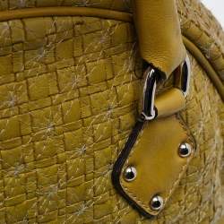 Pre Owned Dolce & Gabbana Olive Green Woven Leather Miss Biz Satchel