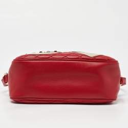 Pre Owned Dolce & Gabbana Red Leather Glam Embellished Camera Bag