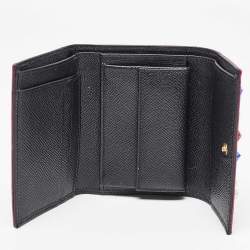 Pre Owned Dolce & Gabbana Pink Lizard Embossed Leather Boom Patch Trifold Wallet