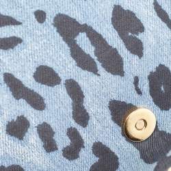 Pre Owned Dolce & Gabbana Blue/Black Leopard Print Denim Flap Shoulder Bag