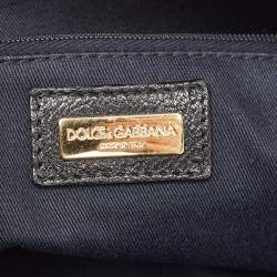 Pre Owned Dolce & Gabbana Blue/Black Leopard Print Denim Flap Shoulder Bag