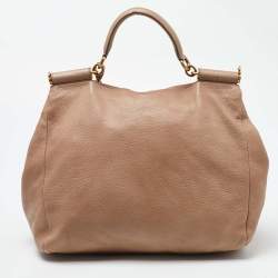 Dolce & Gabbana Beige Leather Flap Top Handle Bag