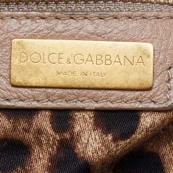 Dolce & Gabbana Beige Leather Flap Top Handle Bag