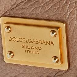 Dolce & Gabbana Beige Leather Flap Top Handle Bag