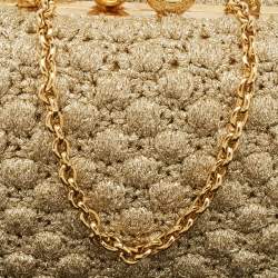 Pre Owned Dolce & Gabbana Gold Lurex Fabric Kiss Lock Frame Chain Clutch