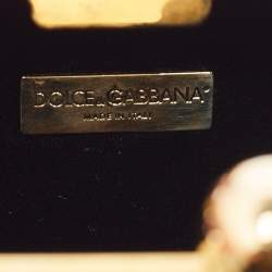 Pre Owned Dolce & Gabbana Gold Lurex Fabric Kiss Lock Frame Chain Clutch