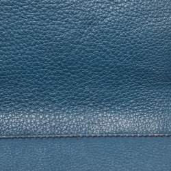 Pre Owned Dolce & Gabbana Teal Leather Medium Stitched Sicily Top Handle Bag