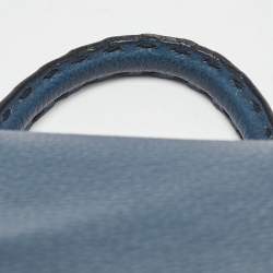 Pre Owned Dolce & Gabbana Teal Leather Medium Stitched Sicily Top Handle Bag
