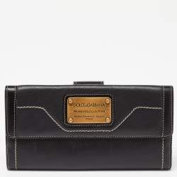 Dolce & Gabbana Black Leather Flap Continental Wallet