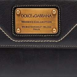 Dolce & Gabbana Black Leather Flap Continental Wallet