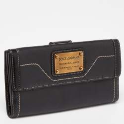 Dolce & Gabbana Black Leather Flap Continental Wallet