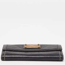 Dolce & Gabbana Black Leather Flap Continental Wallet