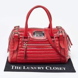 Pre Owned Dolce & Gabbana Red Leather Miss Easy Way Satchel