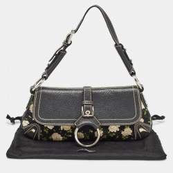 Dolce & Gabbana Blue/Multicolor Floral Print Canvas and Leather Shoulder Bag