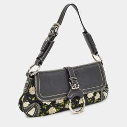 Dolce & Gabbana Blue/Multicolor Floral Print Canvas and Leather Shoulder Bag