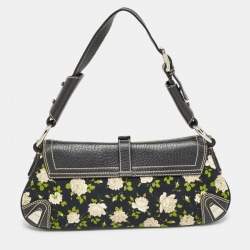 Dolce & Gabbana Blue/Multicolor Floral Print Canvas and Leather Shoulder Bag