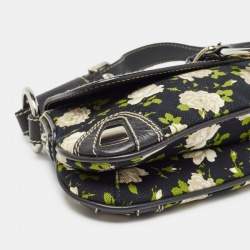 Dolce & Gabbana Blue/Multicolor Floral Print Canvas and Leather Shoulder Bag