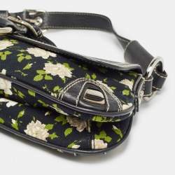 Dolce & Gabbana Blue/Multicolor Floral Print Canvas and Leather Shoulder Bag