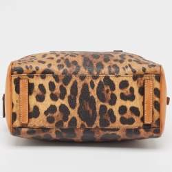 Pre Owned Dolce & Gabbana Brown/Black Leopard Print Coated Canvas and Leather Satchel