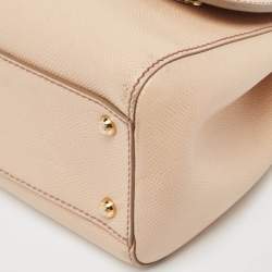 Pre Owned Dolce & Gabbana Beige Leather Medium Miss Sicily Top Handle Bag