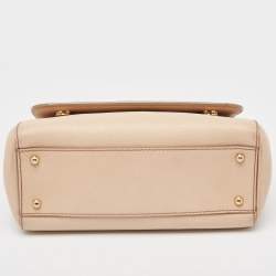 Pre Owned Dolce & Gabbana Beige Leather Medium Miss Sicily Top Handle Bag