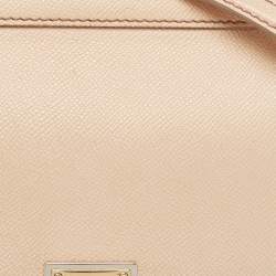 Pre Owned Dolce & Gabbana Beige Leather Medium Miss Sicily Top Handle Bag