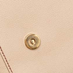 Pre Owned Dolce & Gabbana Beige Leather Medium Miss Sicily Top Handle Bag