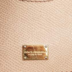 Pre Owned Dolce & Gabbana Beige Leather Medium Miss Sicily Top Handle Bag