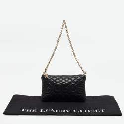 Pre Owned Dolce & Gabbana Black Quilted Leather Logo Pochette Bag
