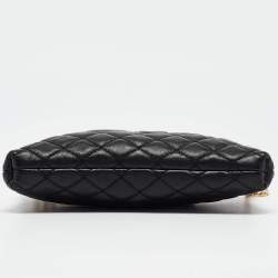Pre Owned Dolce & Gabbana Black Quilted Leather Logo Pochette Bag