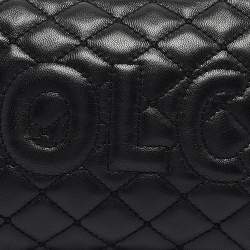 Pre Owned Dolce & Gabbana Black Quilted Leather Logo Pochette Bag