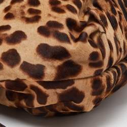 Pre Owned Dolce & Gabbana Brown Leopard Calf Hair and Leather Drawstring Hobo