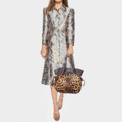 Pre Owned Dolce & Gabbana Brown Leopard Calf Hair and Leather Drawstring Hobo