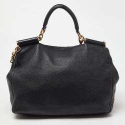 Pre Owned Dolce & Gabbana Black Soft Leather Miss Sicily Top Handle Bag