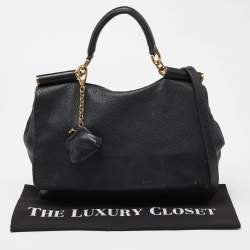 Pre Owned Dolce & Gabbana Black Soft Leather Miss Sicily Top Handle Bag