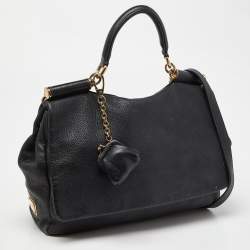 Pre Owned Dolce & Gabbana Black Soft Leather Miss Sicily Top Handle Bag