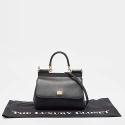 Pre Owned Dolce & Gabbana Black Leather Small Miss Sicily Top Handle Bag