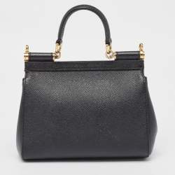 Pre Owned Dolce & Gabbana Black Leather Small Miss Sicily Top Handle Bag