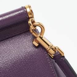 Pre Owned Dolce & Gabbana Purple Leather Medium Miss Sicily Top Handle Bag