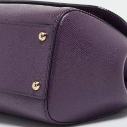 Pre Owned Dolce & Gabbana Purple Leather Medium Miss Sicily Top Handle Bag