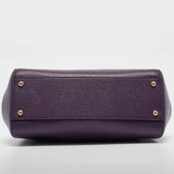 Pre Owned Dolce & Gabbana Purple Leather Medium Miss Sicily Top Handle Bag